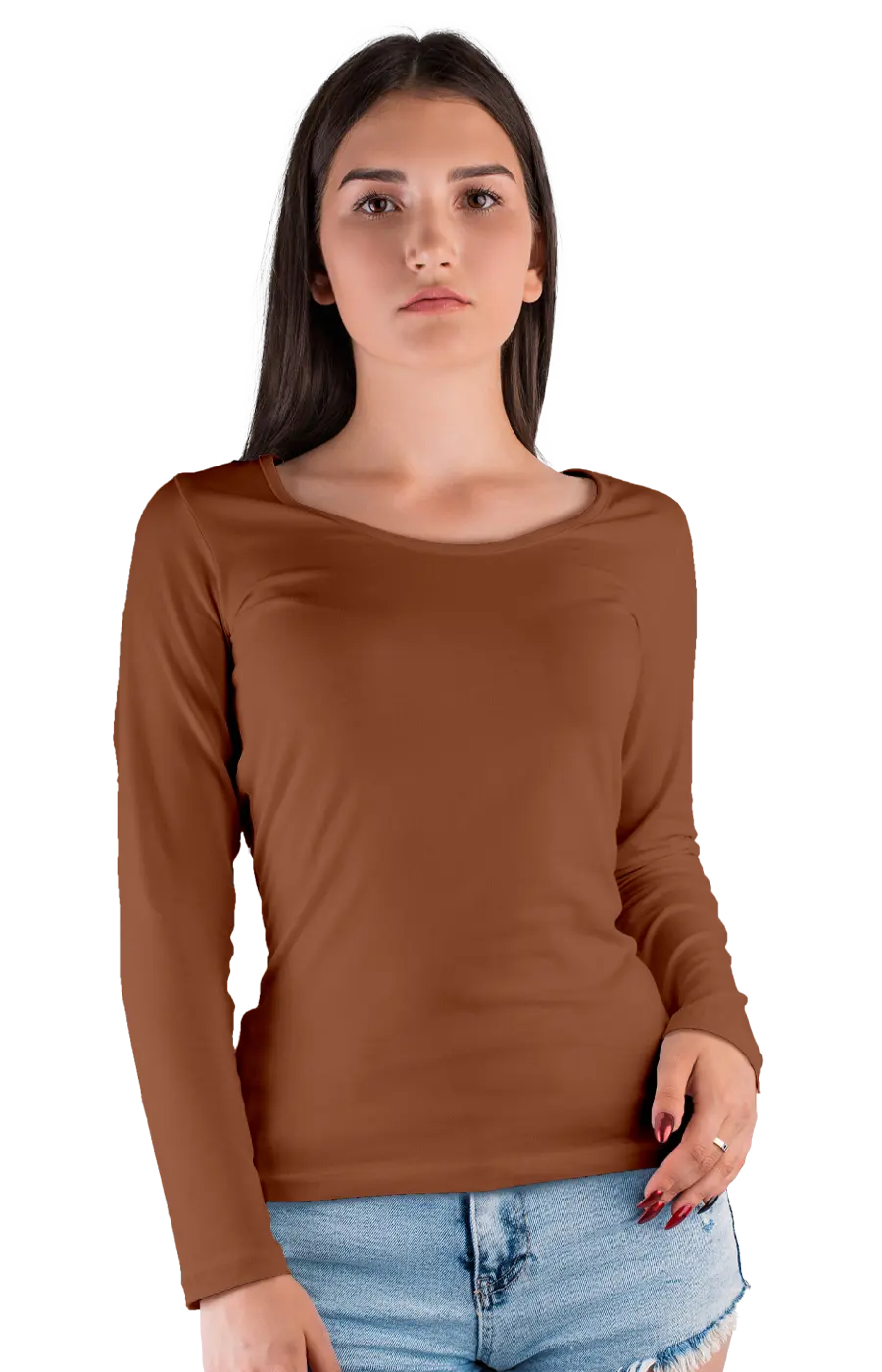 ALL COLORS - 3010CVC WOMEN'S CVC HEATHER WIDE NECK LONG SLEEVE TEE