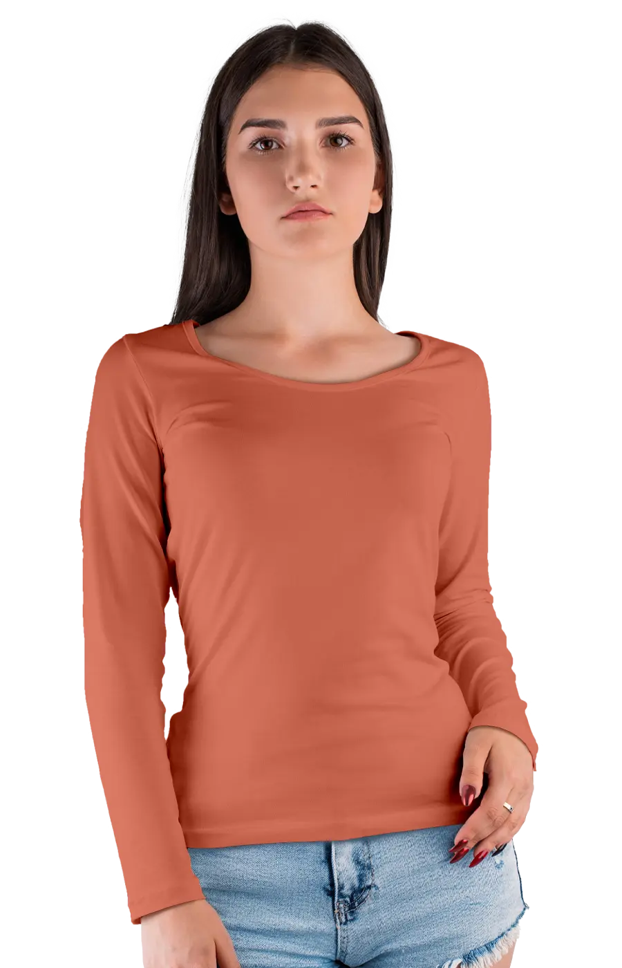 ALL COLORS - 3010CVC WOMEN'S CVC HEATHER WIDE NECK LONG SLEEVE TEE