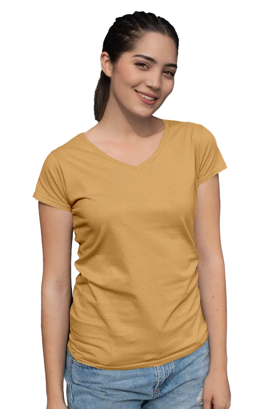 ALL COLORS - 3004CVC WOMEN'S CVC HEATHER V-NECK JERSEY TEE