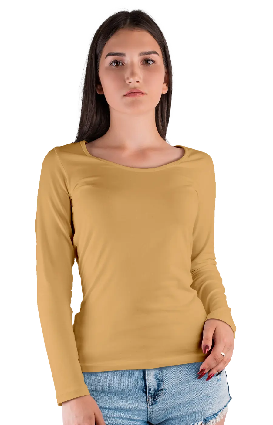 ALL COLORS - 3010CVC WOMEN'S CVC HEATHER WIDE NECK LONG SLEEVE TEE