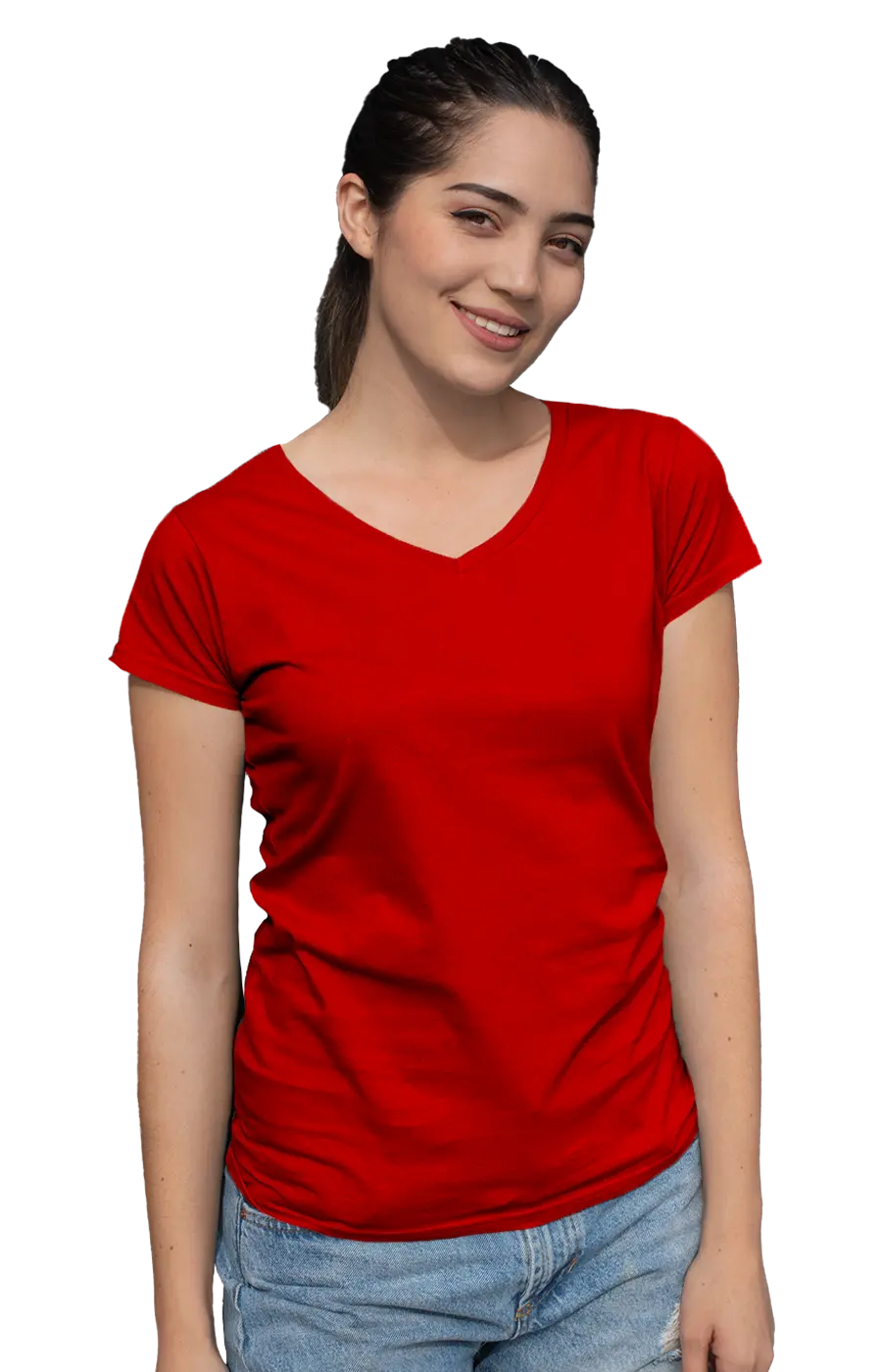 3003CC WOMEN'S V-NECK JERSEY TEE