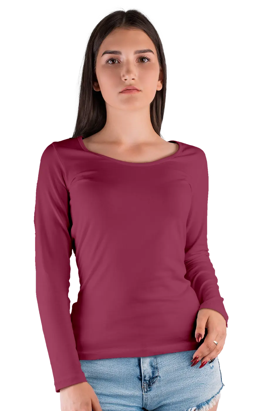 3010CVC WOMEN'S CVC HEATHER WIDE NECK LONG SLEEVE TEE