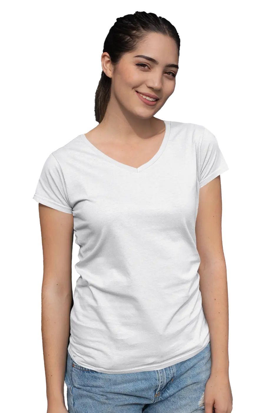 ALL COLORS - 3004CVC WOMEN'S CVC HEATHER V-NECK JERSEY TEE