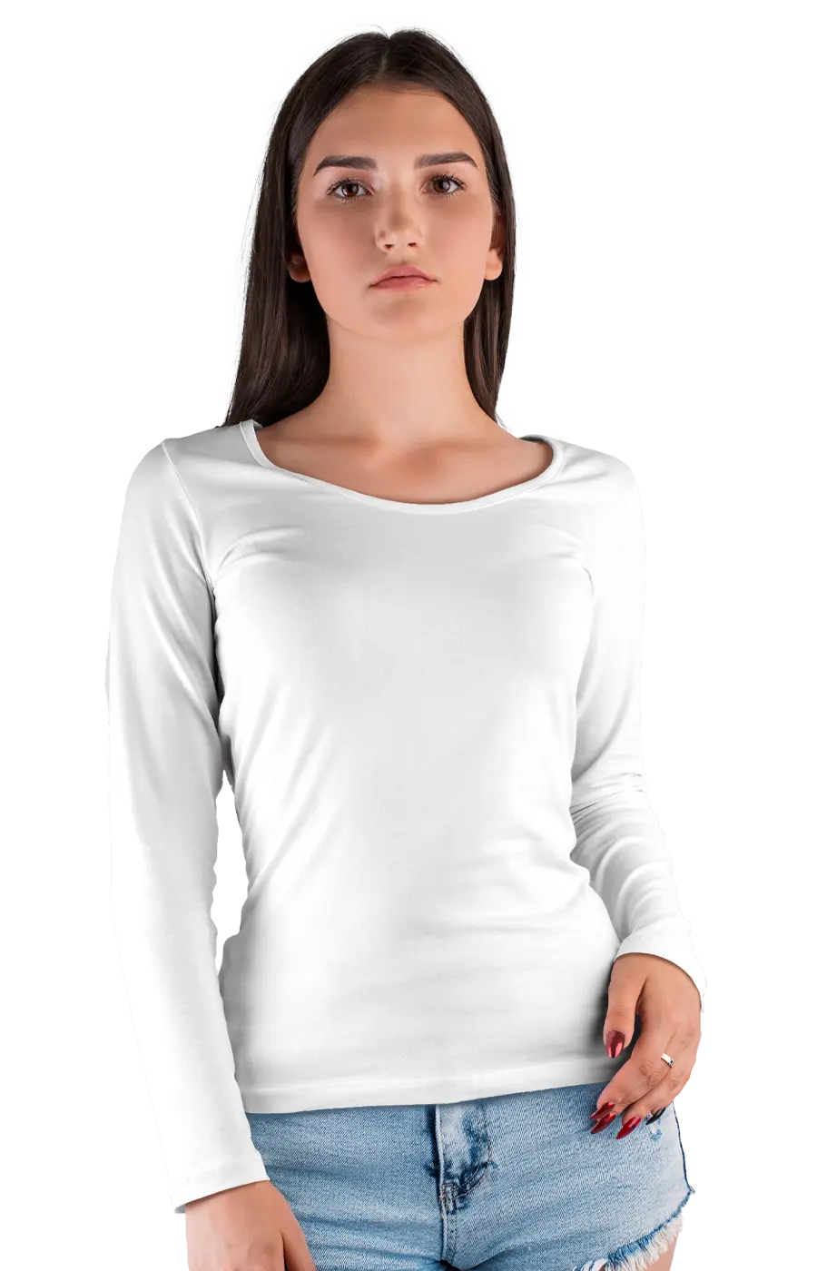 ALL COLORS - 3010CVC WOMEN'S CVC HEATHER WIDE NECK LONG SLEEVE TEE