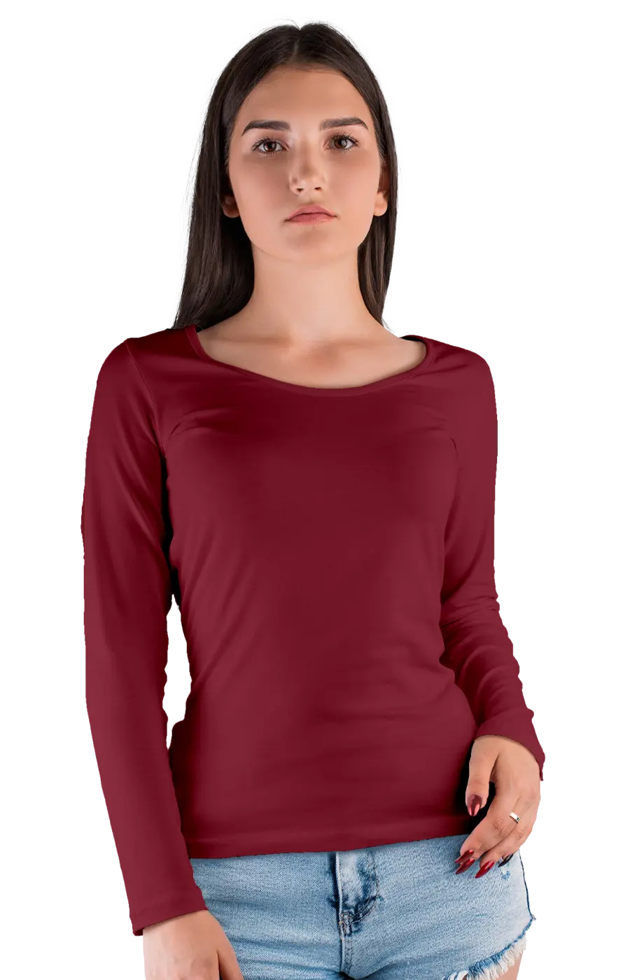 ALL COLORS - 3010CVC WOMEN'S CVC HEATHER WIDE NECK LONG SLEEVE TEE