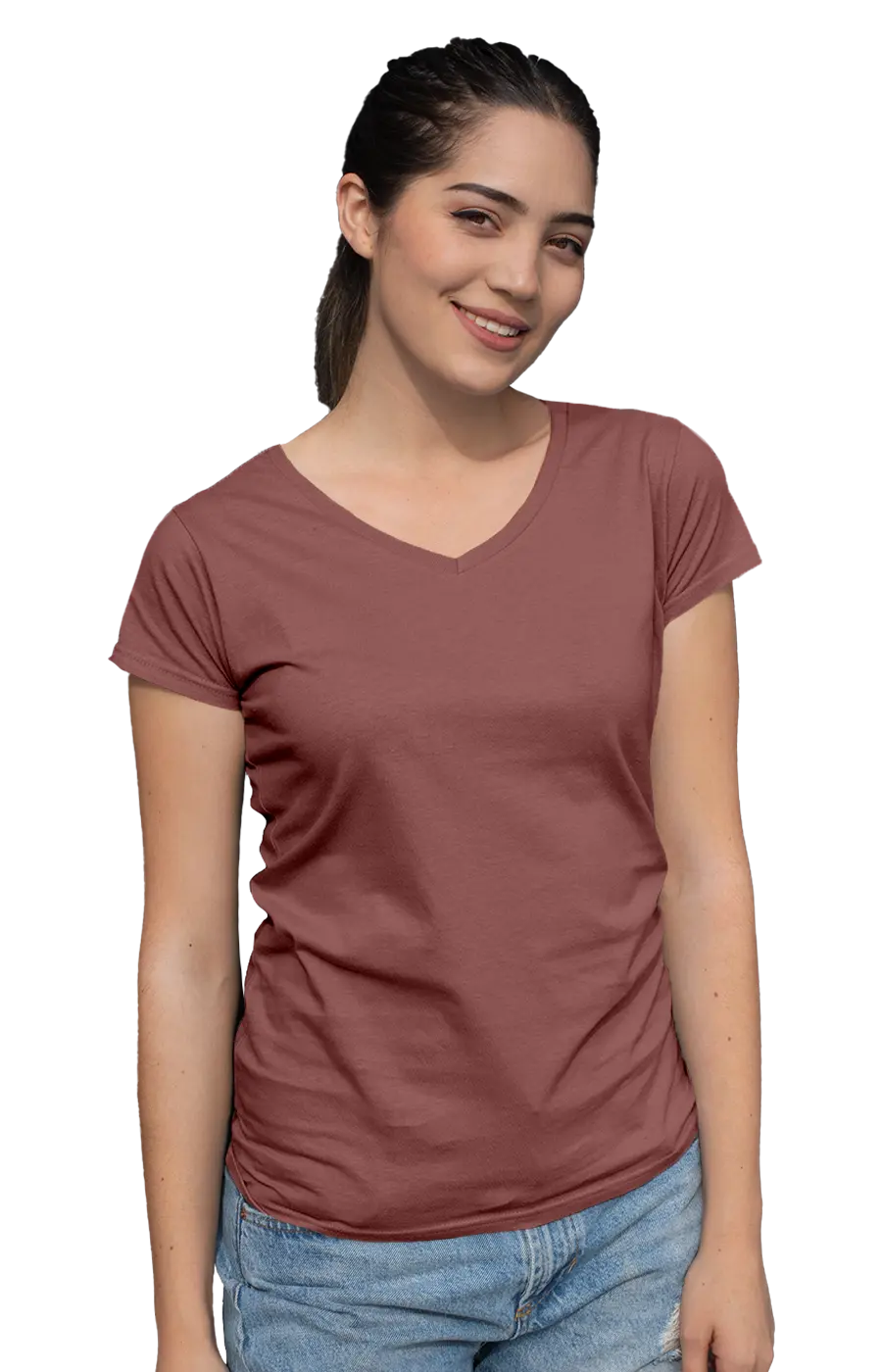 3003CC WOMEN'S V-NECK JERSEY TEE