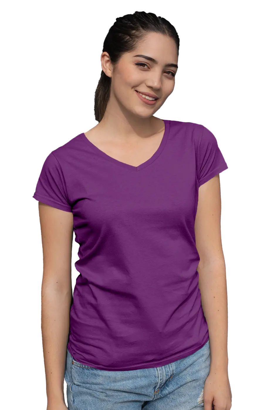 ALL COLORS - 3004CVC WOMEN'S CVC HEATHER V-NECK JERSEY TEE