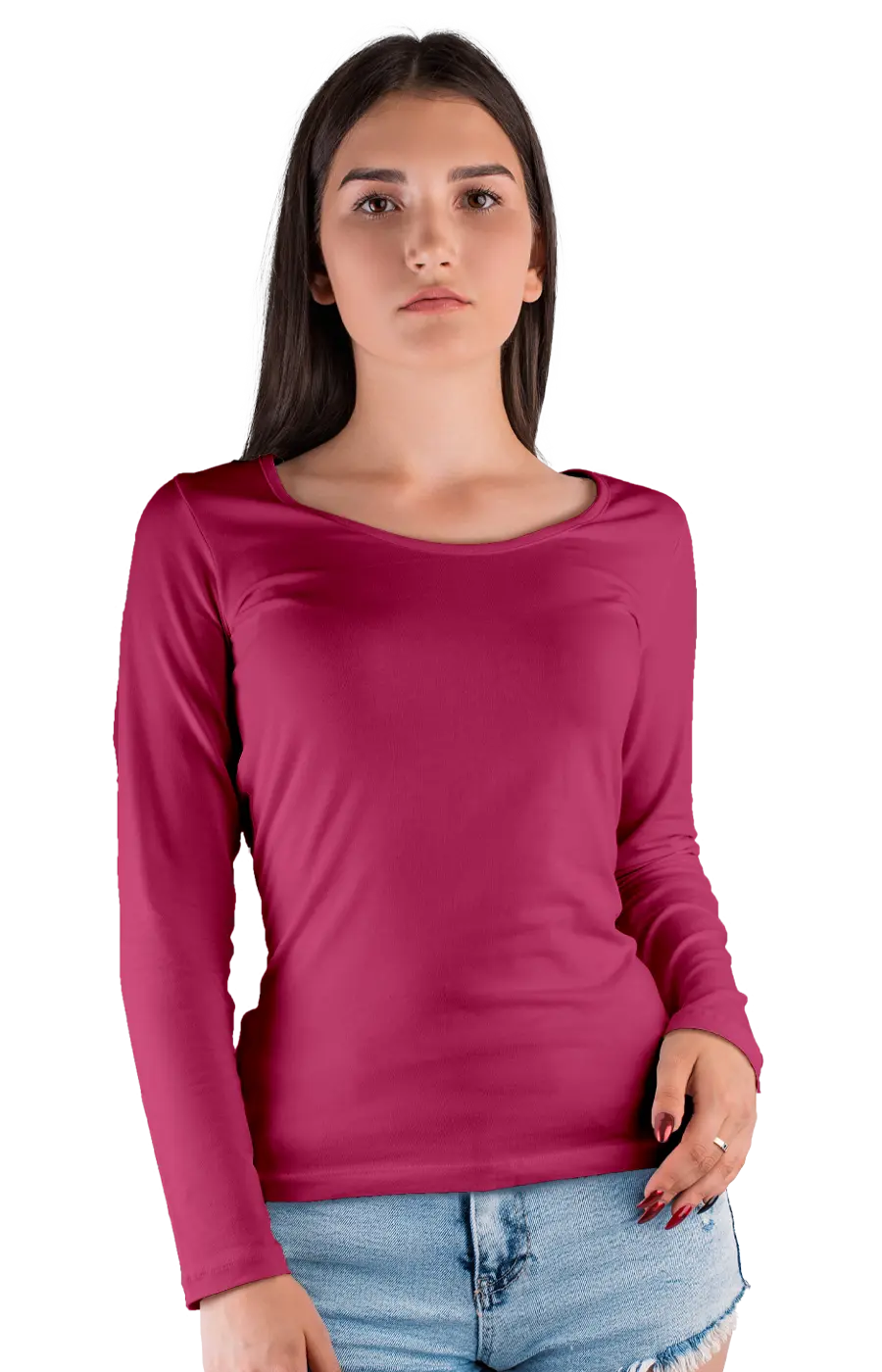 ALL COLORS - 3010CVC WOMEN'S CVC HEATHER WIDE NECK LONG SLEEVE TEE