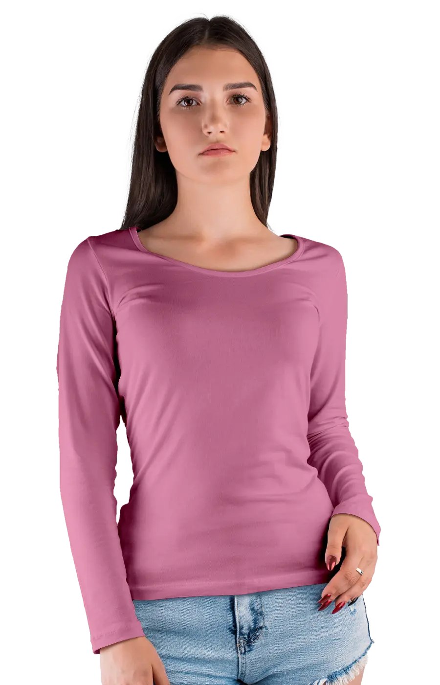 3010CVC WOMEN'S CVC HEATHER WIDE NECK LONG SLEEVE TEE