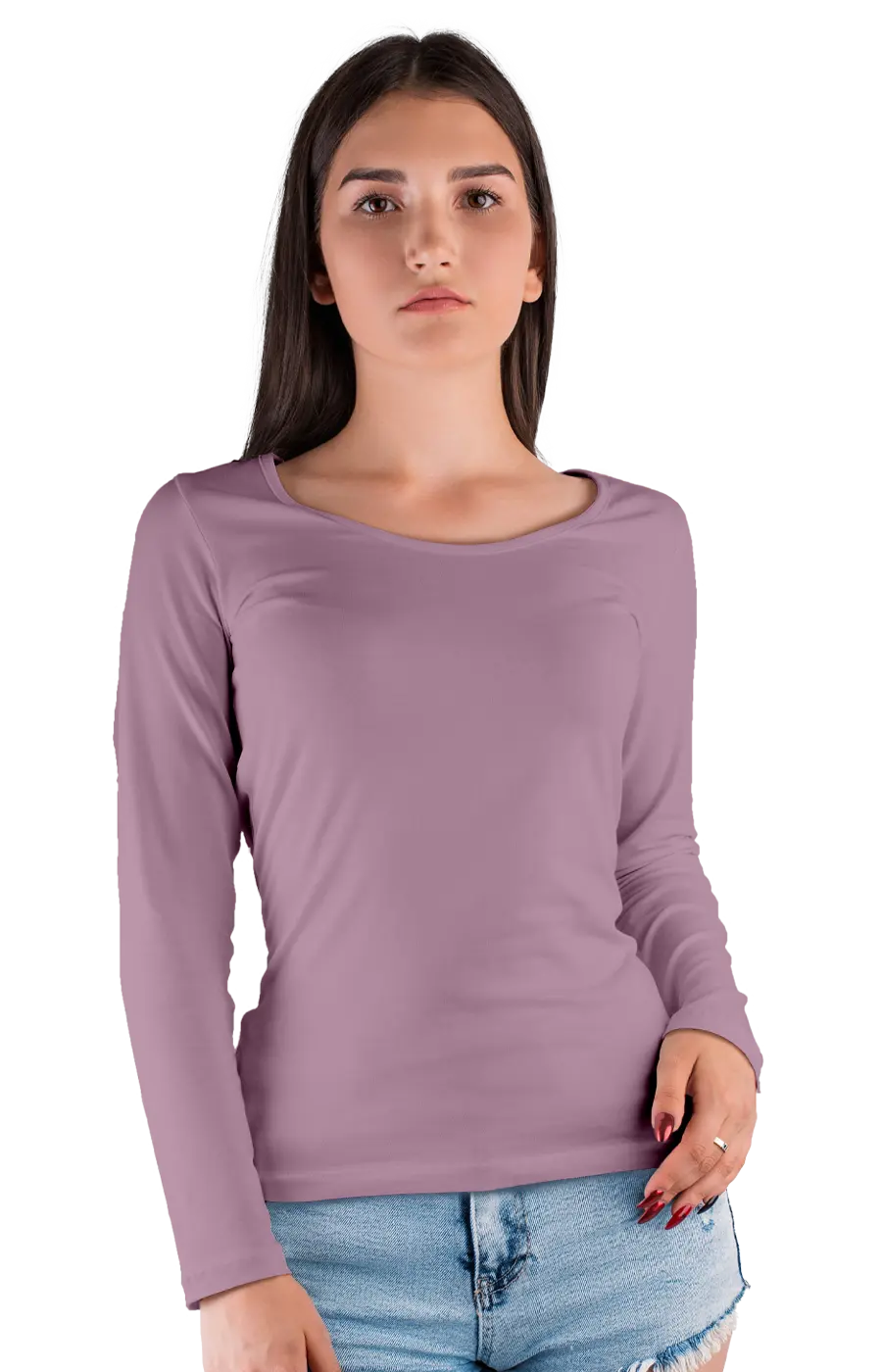 ALL COLORS - 3010CVC WOMEN'S CVC HEATHER WIDE NECK LONG SLEEVE TEE