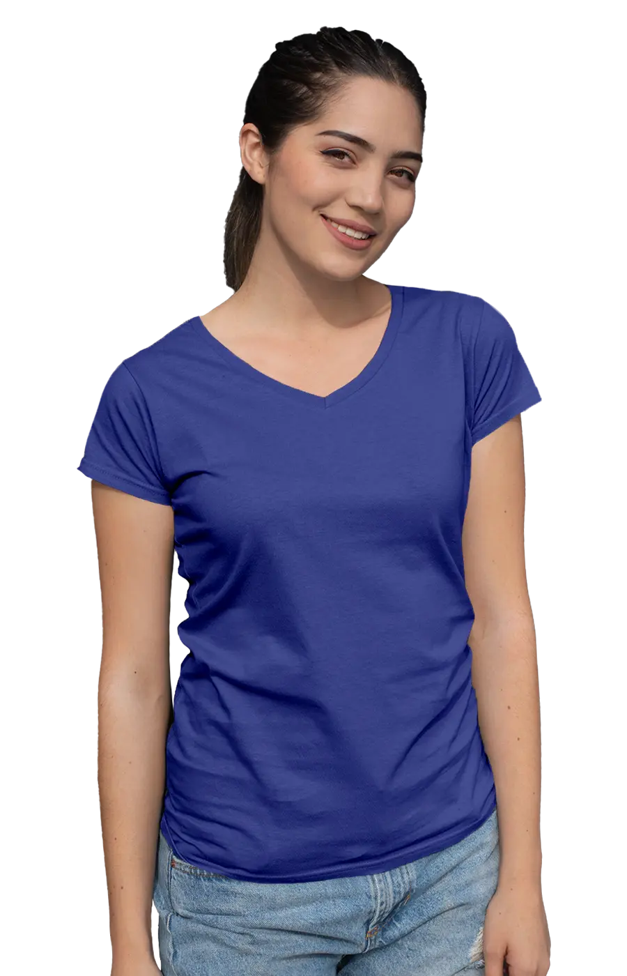 ALL COLORS - 3004CVC WOMEN'S CVC HEATHER V-NECK JERSEY TEE