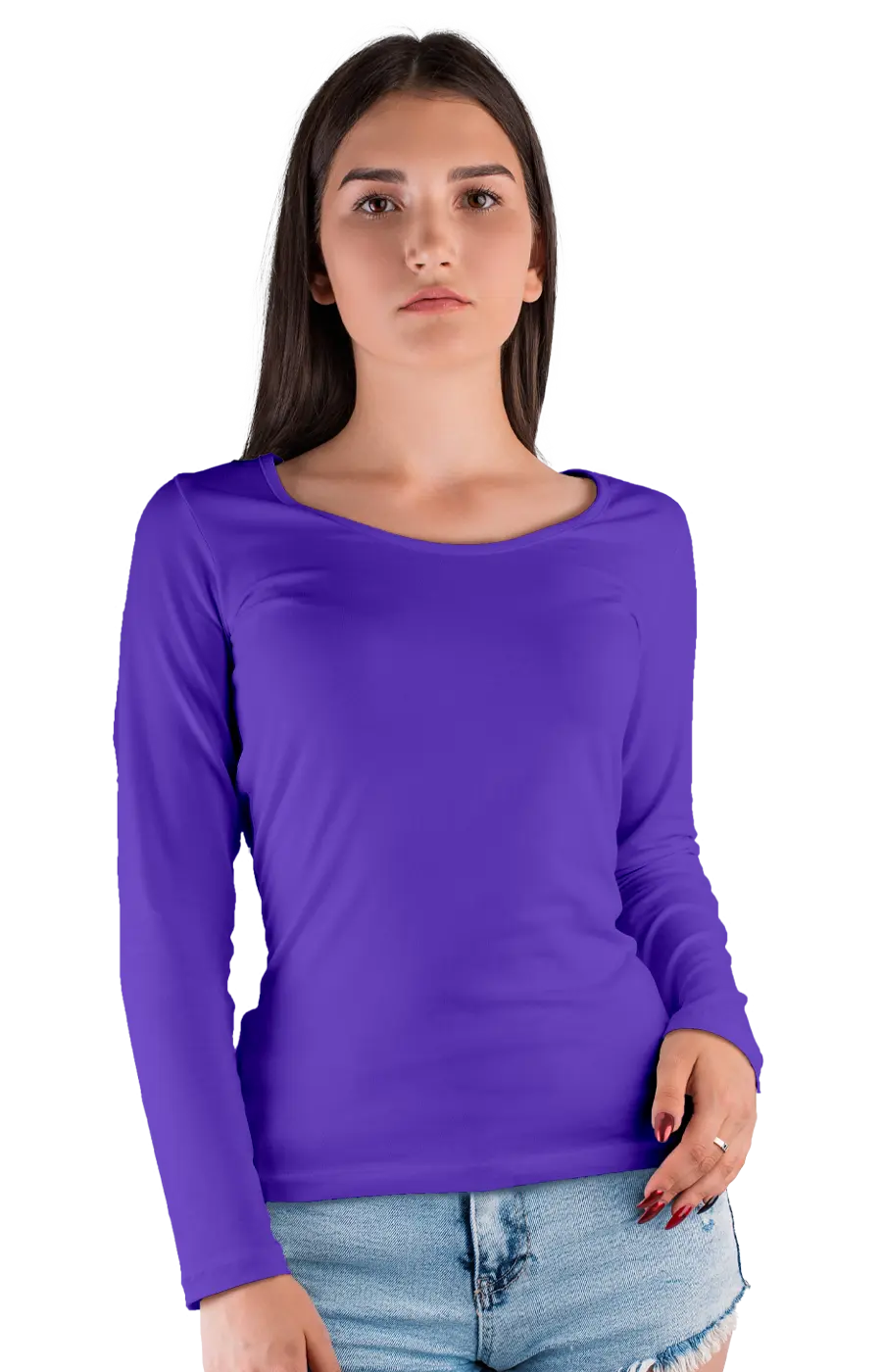 ALL COLORS - 3010CVC WOMEN'S CVC HEATHER WIDE NECK LONG SLEEVE TEE