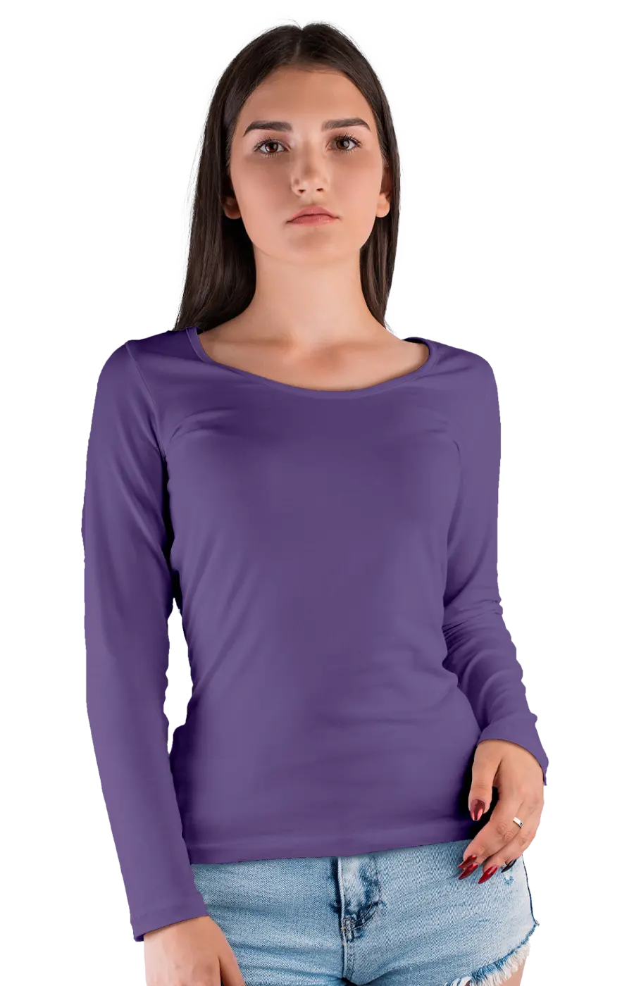 3010CVC WOMEN'S CVC HEATHER WIDE NECK LONG SLEEVE TEE