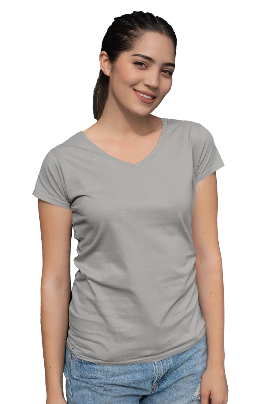 ALL COLORS - 3004CVC WOMEN'S CVC HEATHER V-NECK JERSEY TEE