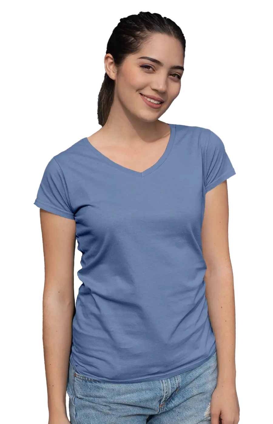 ALL COLORS - 3004CVC WOMEN'S CVC HEATHER V-NECK JERSEY TEE