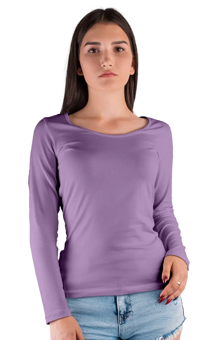 ALL COLORS - 3009CC WOMEN'S WIDE NECK LONG SLEEVE TEE