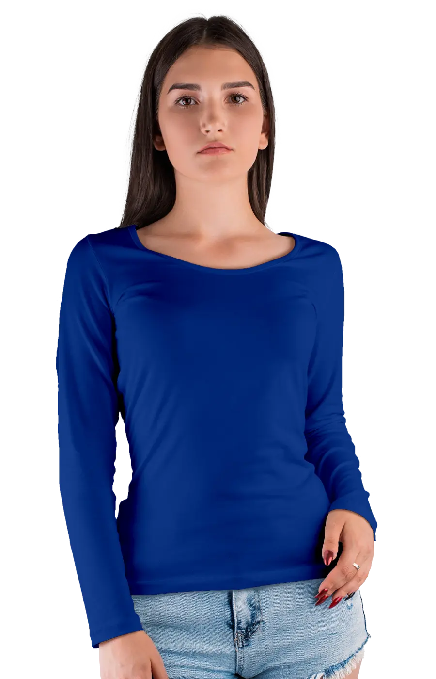 ALL COLORS - 3010CVC WOMEN'S CVC HEATHER WIDE NECK LONG SLEEVE TEE