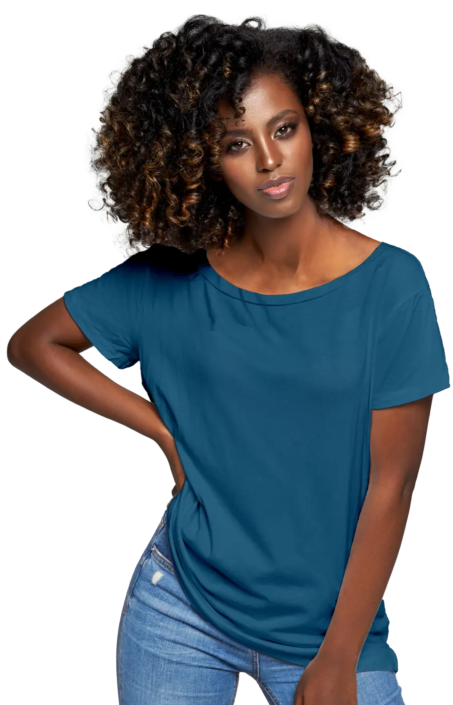 ALL COLORS - 3006CVC WOMEN'S CVC HEATHER WIDE NECK RELAXED TEE