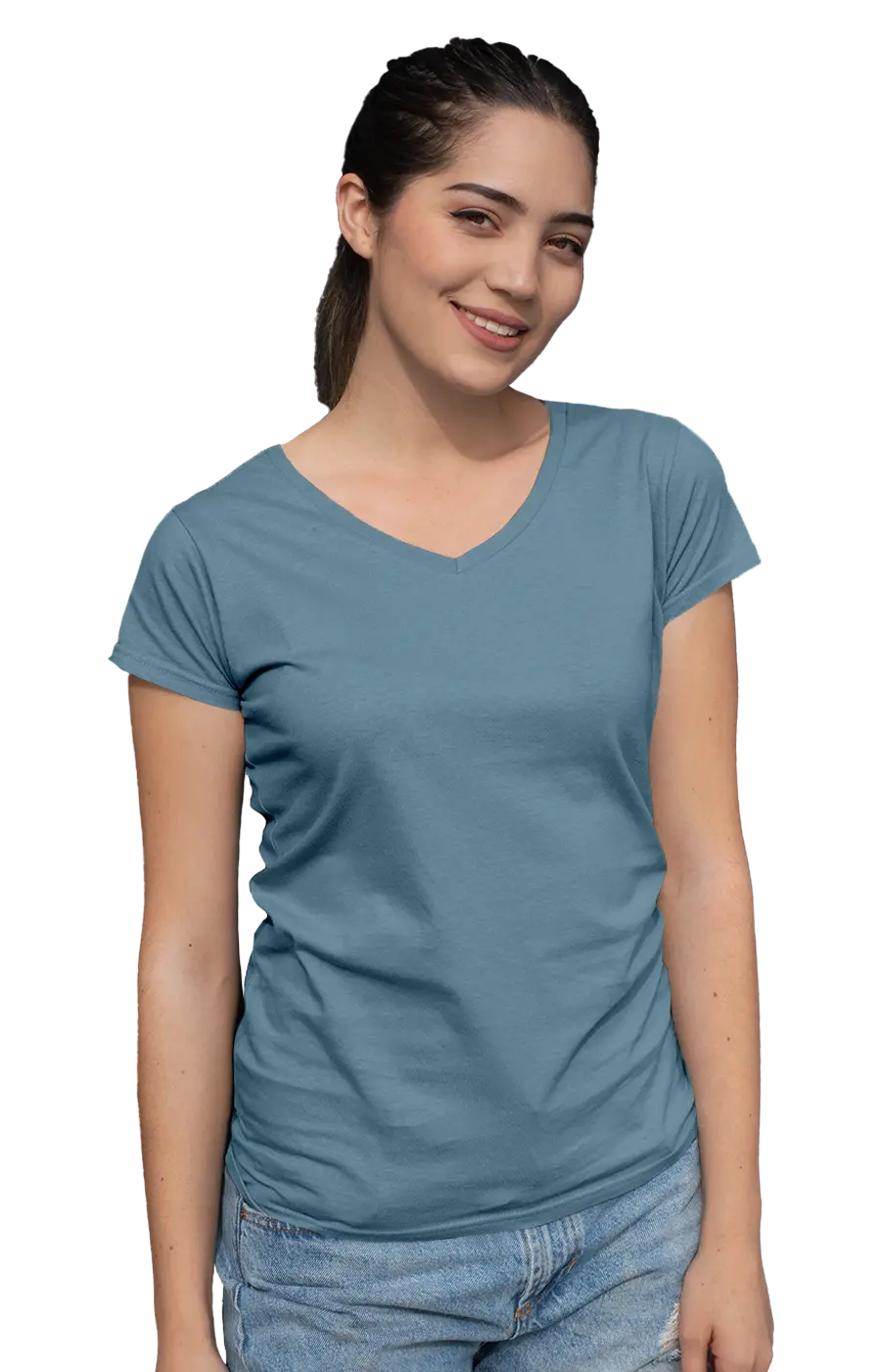 ALL COLORS - 3004CVC WOMEN'S CVC HEATHER V-NECK JERSEY TEE