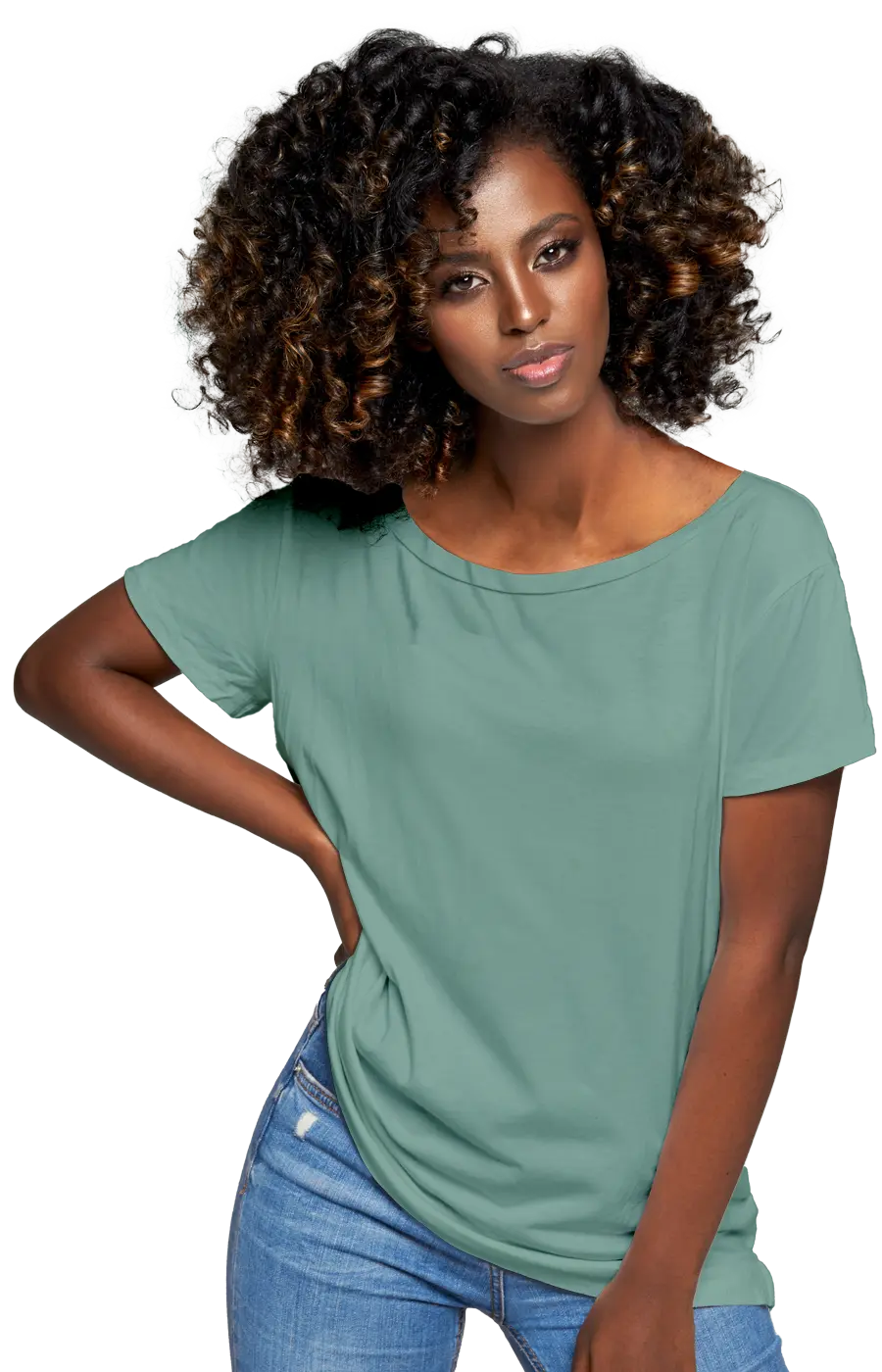 ALL COLORS - 3006CVC WOMEN'S CVC HEATHER WIDE NECK RELAXED TEE