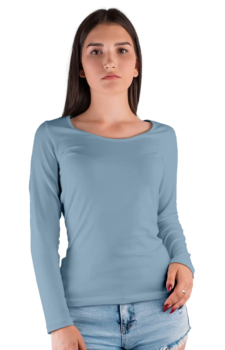 ALL COLORS - 3009CC WOMEN'S WIDE NECK LONG SLEEVE TEE