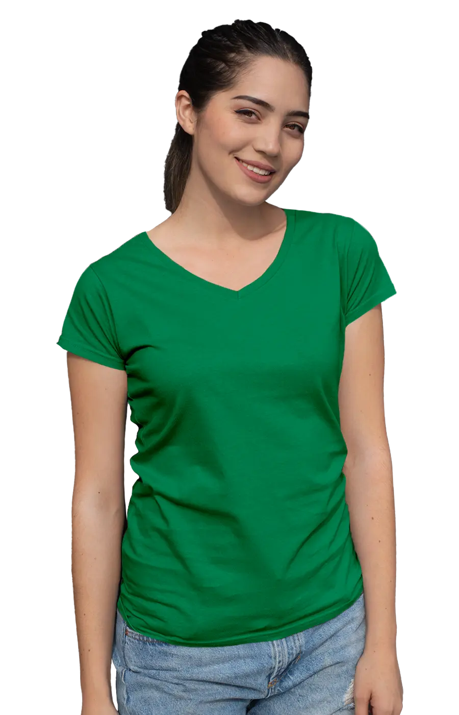 ALL COLORS - 3004CVC WOMEN'S CVC HEATHER V-NECK JERSEY TEE