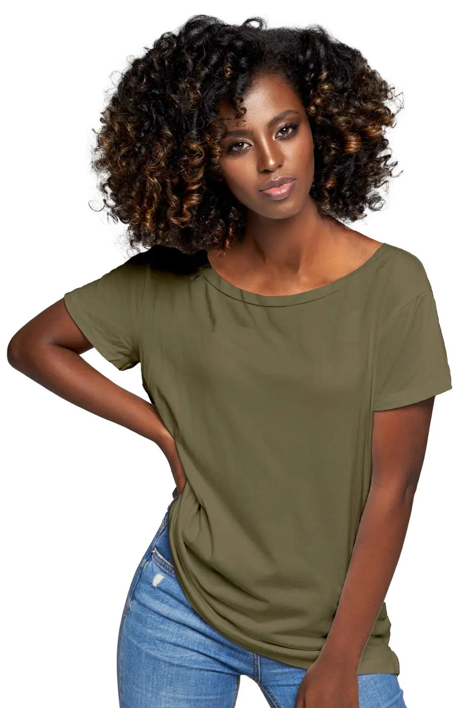 3006CVC WOMEN'S CVC HEATHER WIDE NECK RELAXED TEE