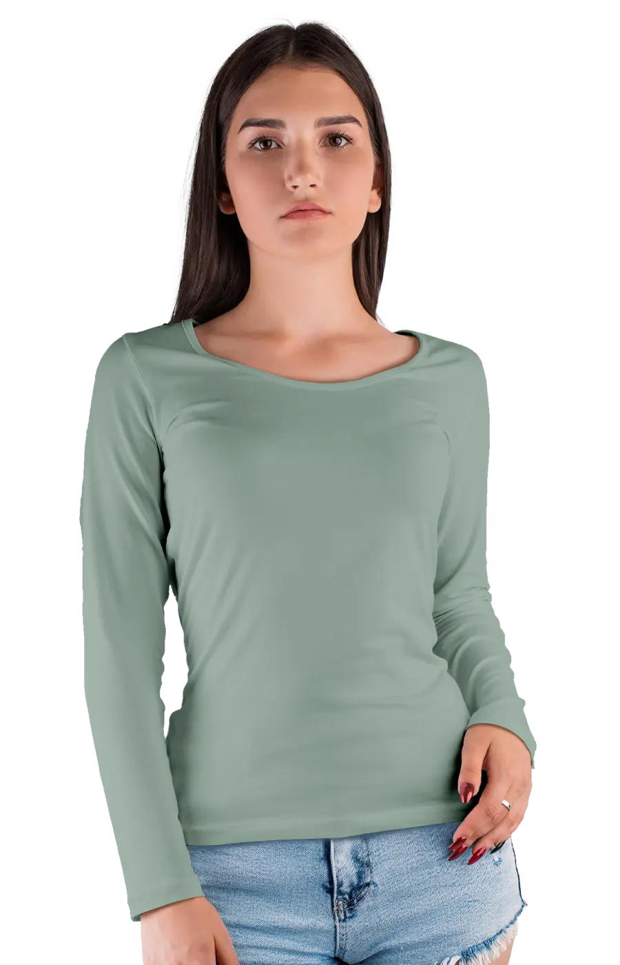 ALL COLORS - 3009CC WOMEN'S WIDE NECK LONG SLEEVE TEE