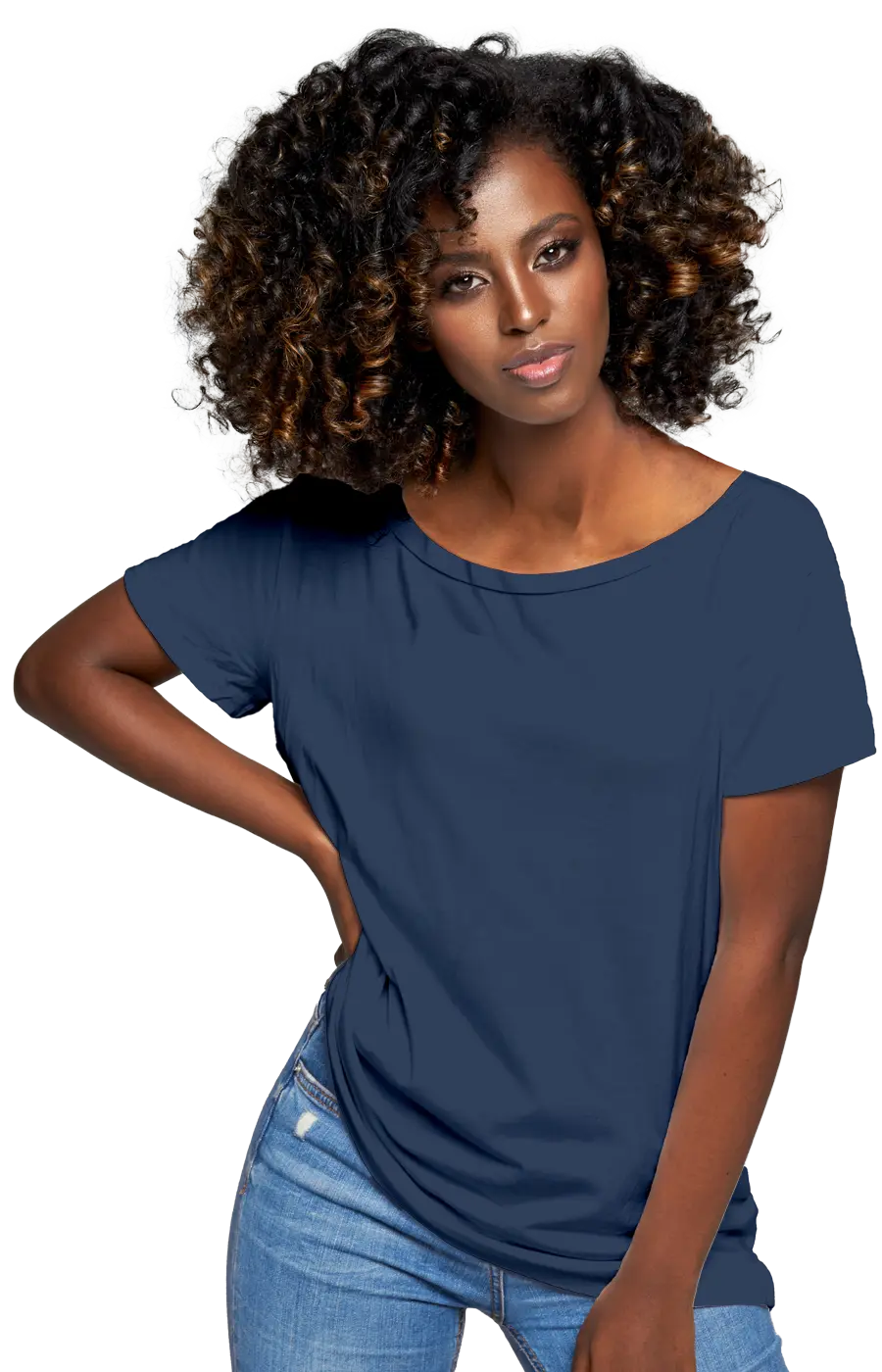 3006CVC WOMEN'S CVC HEATHER WIDE NECK RELAXED TEE