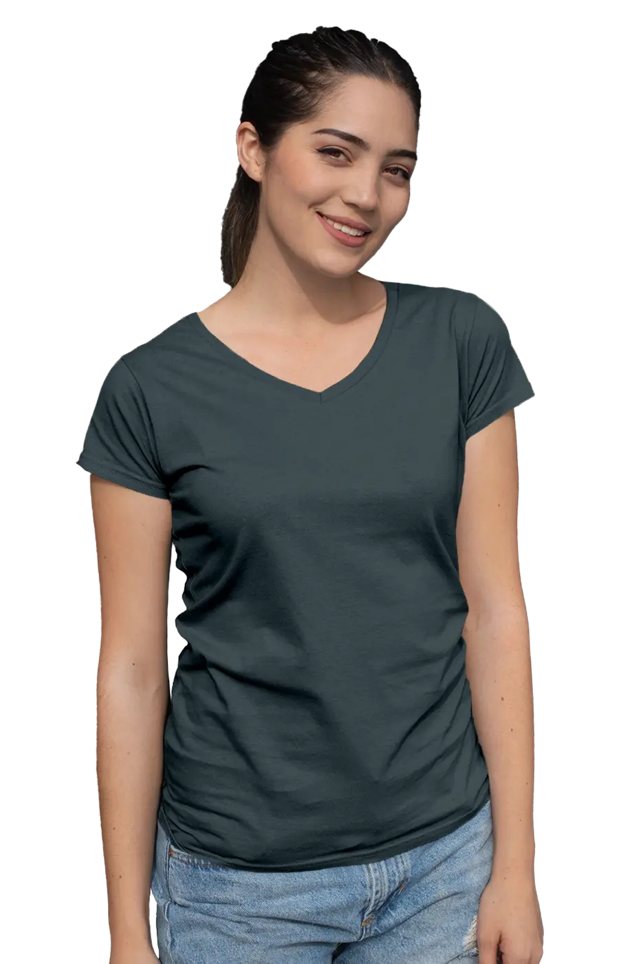 ALL COLORS - 3004CVC WOMEN'S CVC HEATHER V-NECK JERSEY TEE