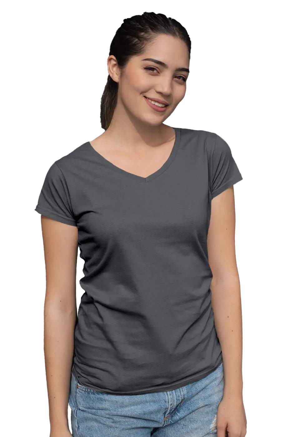 ALL COLORS - 3004CVC WOMEN'S CVC HEATHER V-NECK JERSEY TEE