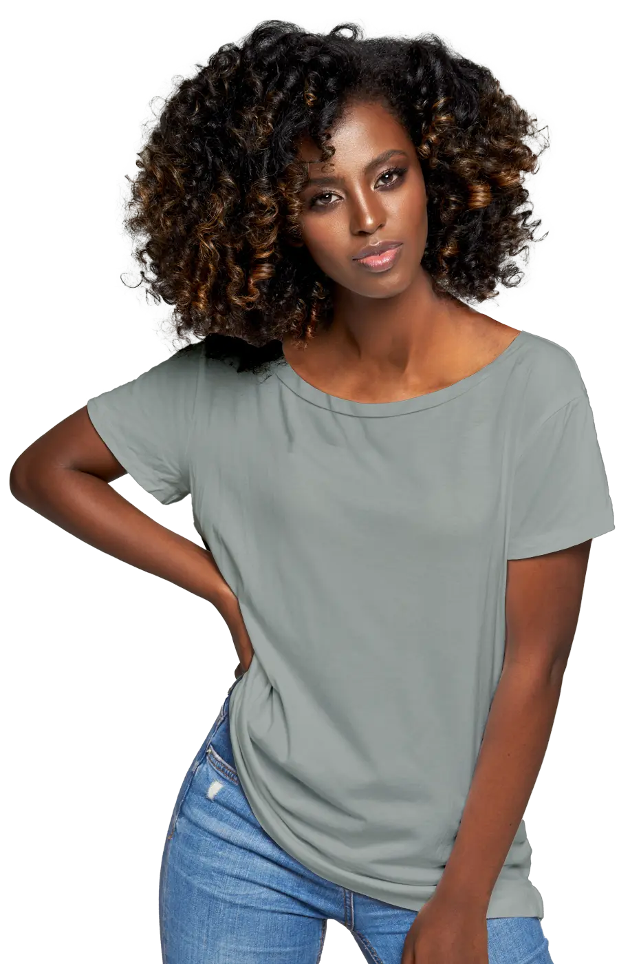 3006CVC WOMEN'S CVC HEATHER WIDE NECK RELAXED TEE