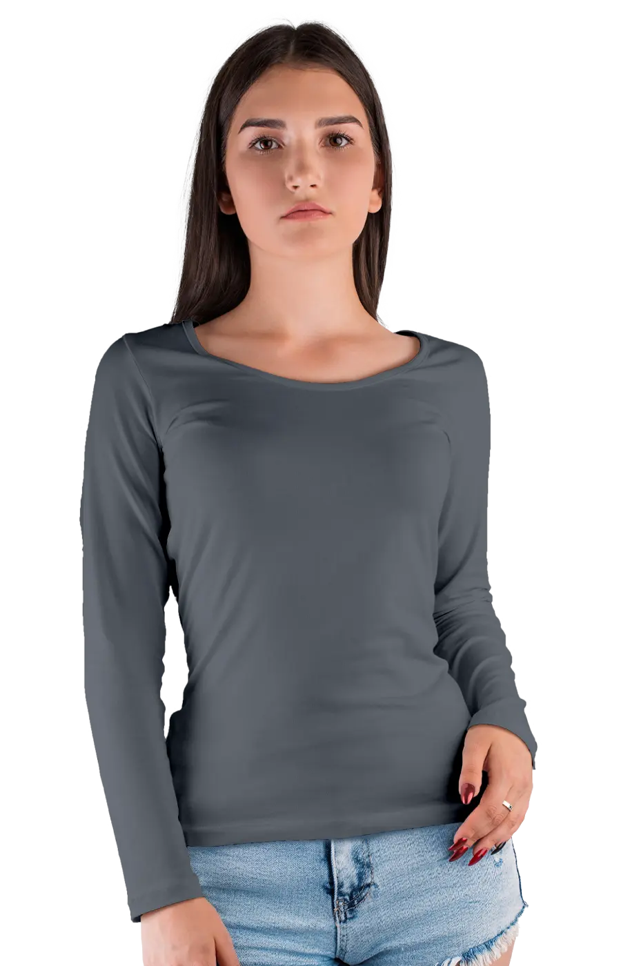 ALL COLORS - 3010CVC WOMEN'S CVC HEATHER WIDE NECK LONG SLEEVE TEE