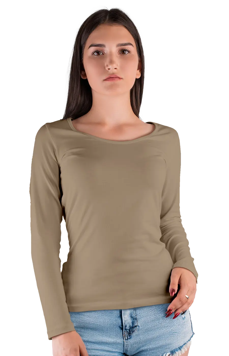 3010CVC WOMEN'S CVC HEATHER WIDE NECK LONG SLEEVE TEE