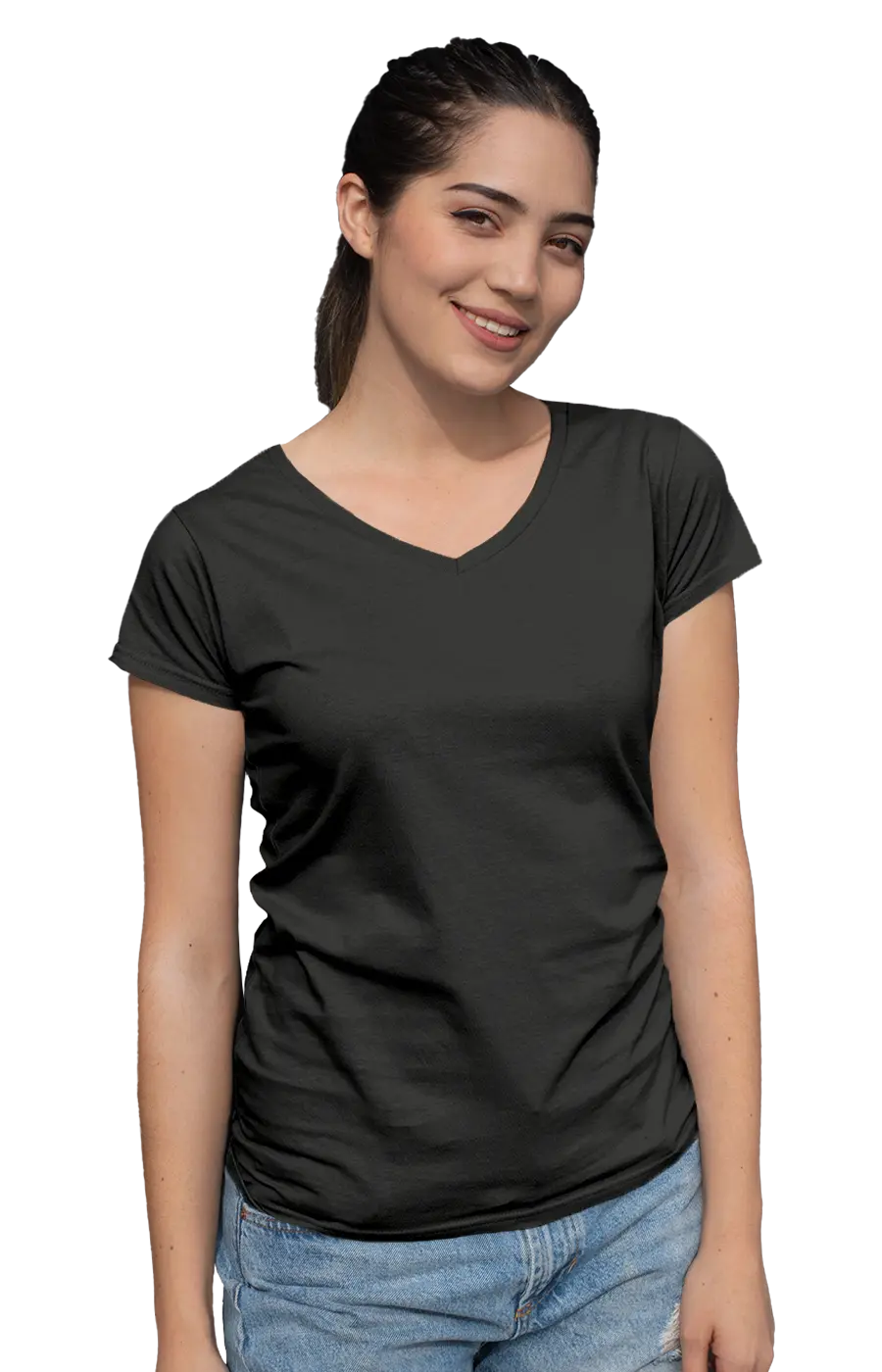 ALL COLORS - 3004CVC WOMEN'S CVC HEATHER V-NECK JERSEY TEE