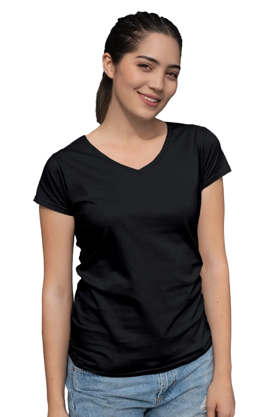 ALL COLORS - 3004CVC WOMEN'S CVC HEATHER V-NECK JERSEY TEE