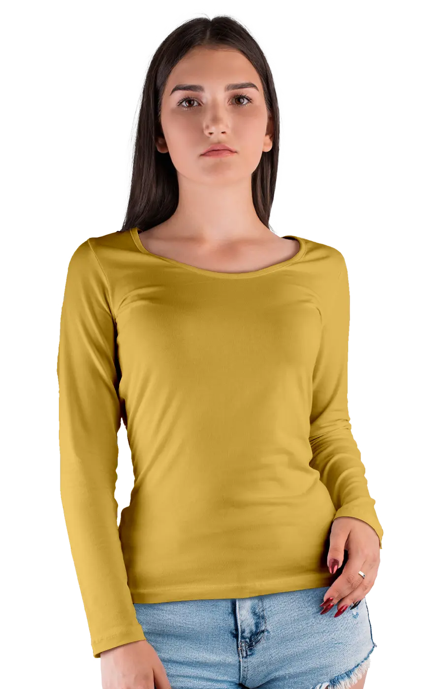 ALL COLORS - 3010CVC WOMEN'S CVC HEATHER WIDE NECK LONG SLEEVE TEE