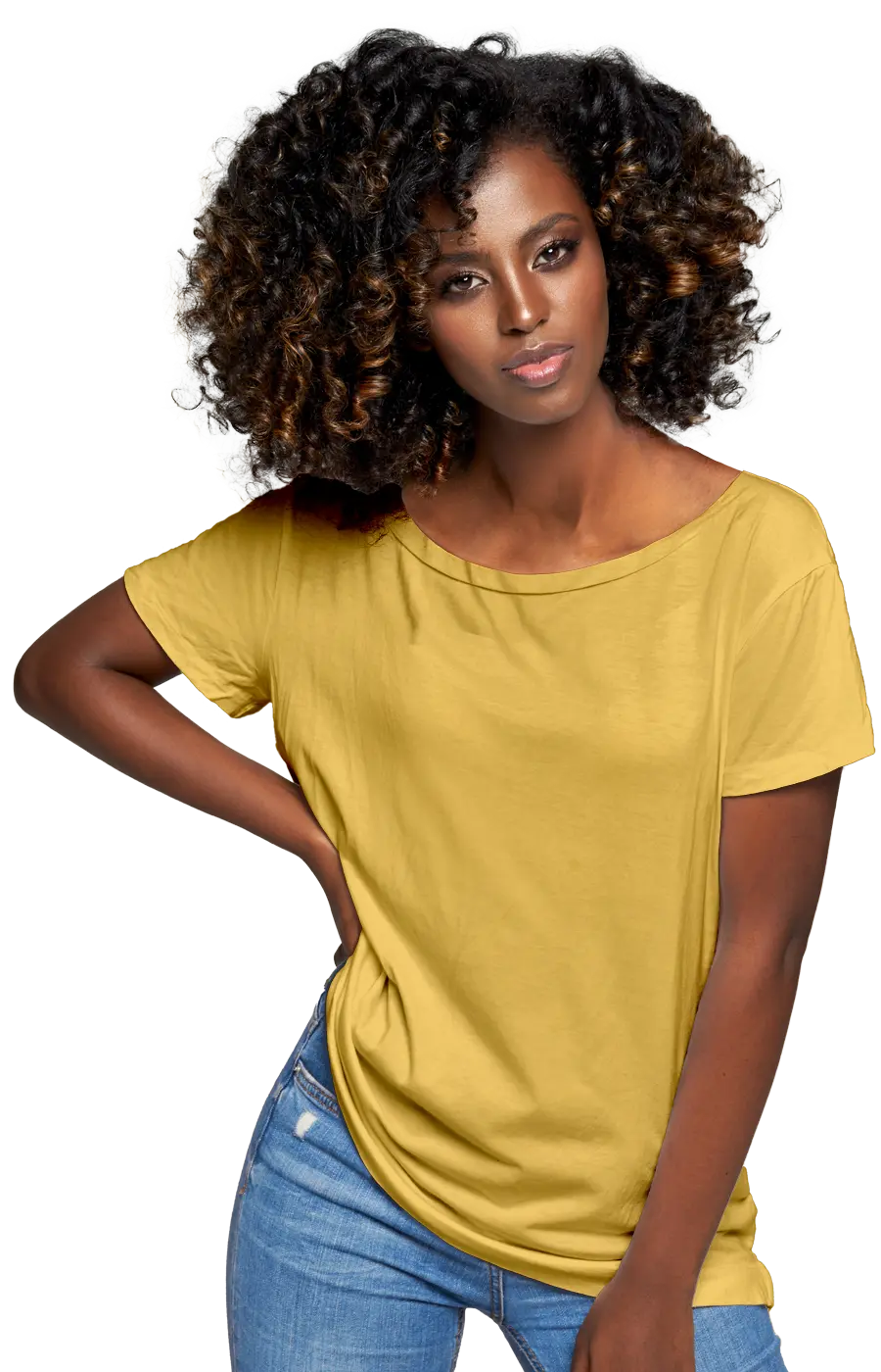 3006CVC WOMEN'S CVC HEATHER WIDE NECK RELAXED TEE