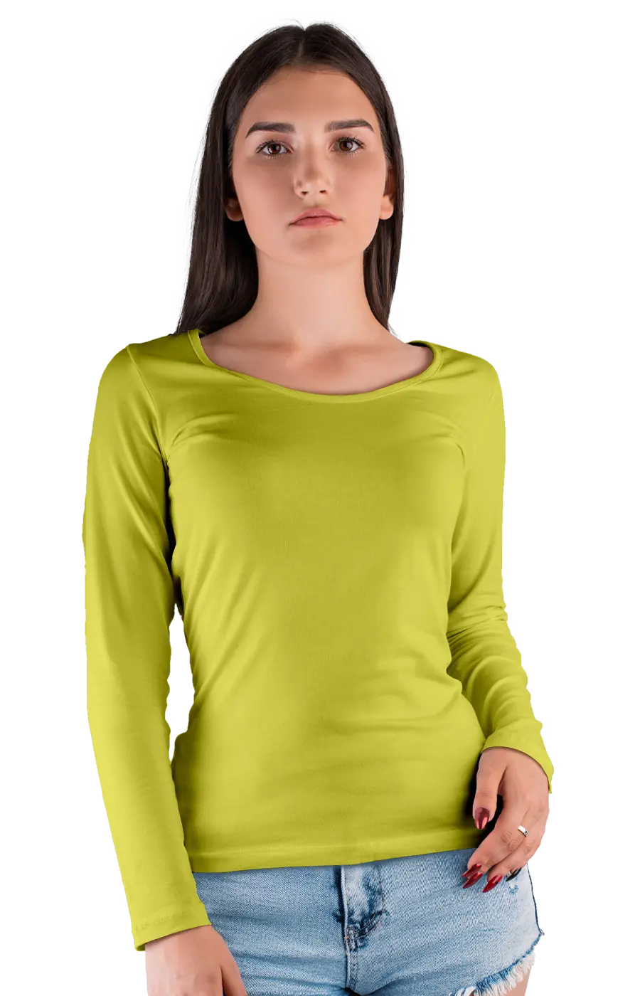 ALL COLORS - 3010CVC WOMEN'S CVC HEATHER WIDE NECK LONG SLEEVE TEE