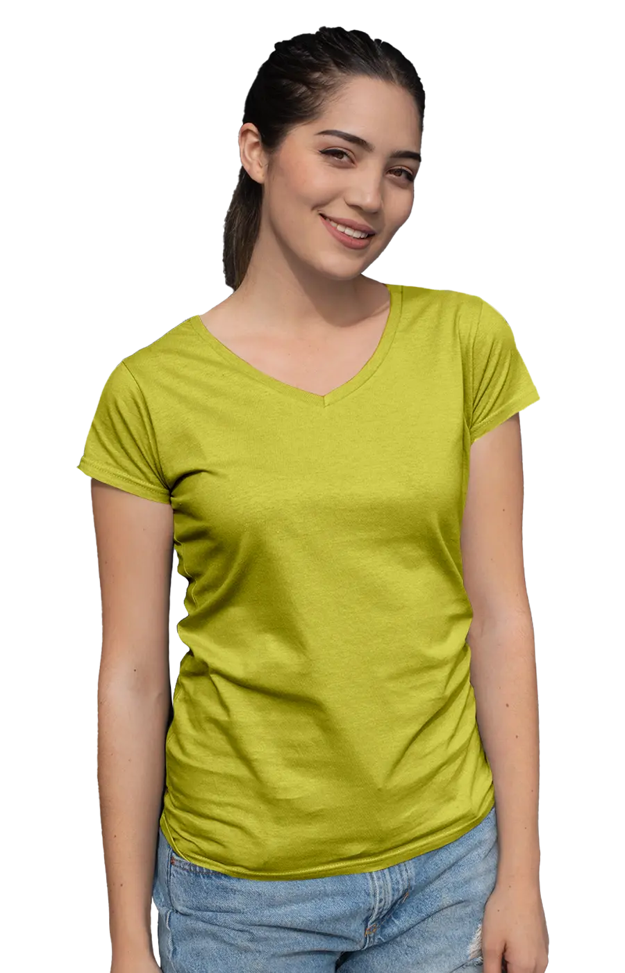 ALL COLORS - 3004CVC WOMEN'S CVC HEATHER V-NECK JERSEY TEE