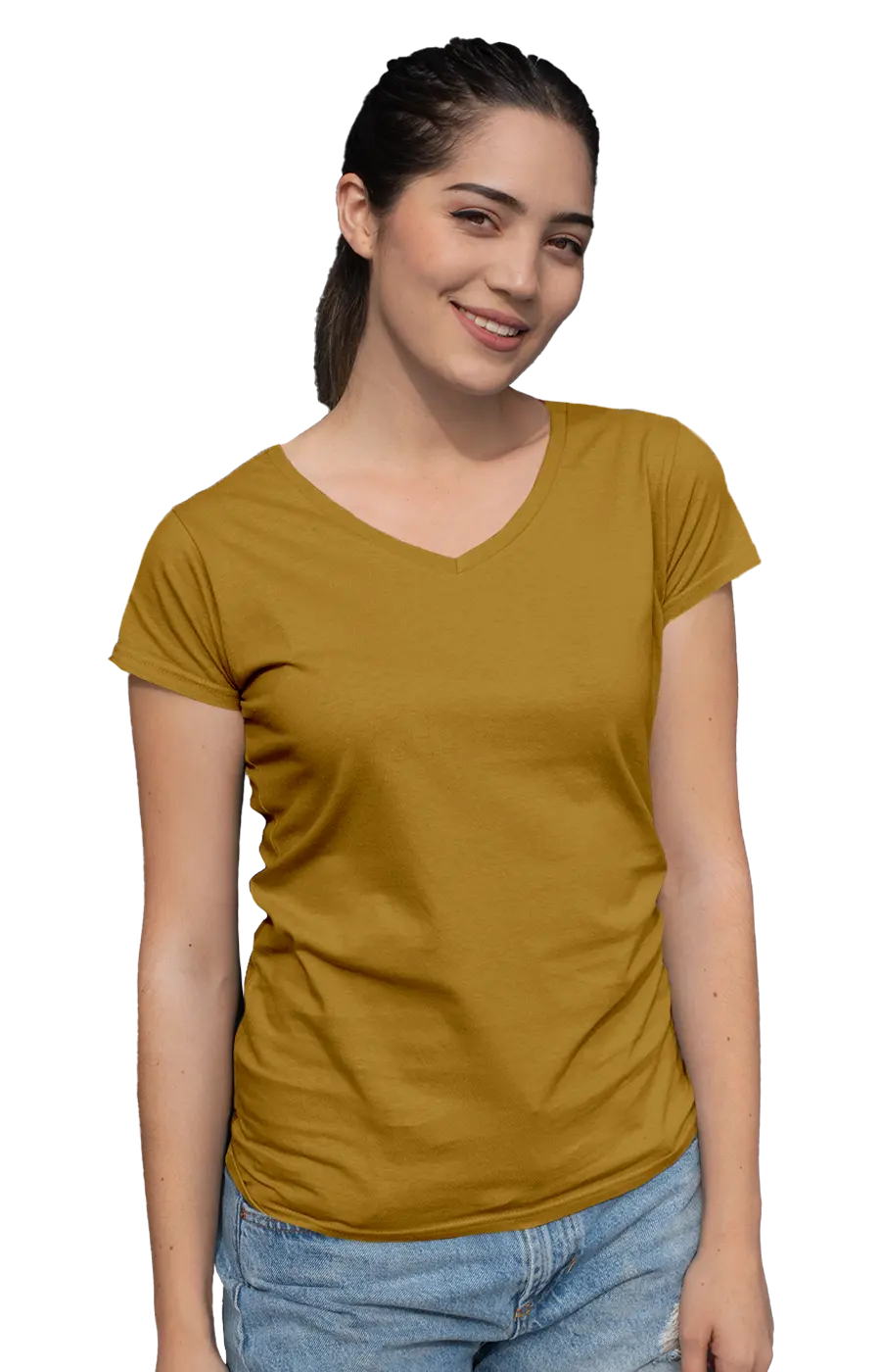 ALL COLORS - 3004CVC WOMEN'S CVC HEATHER V-NECK JERSEY TEE