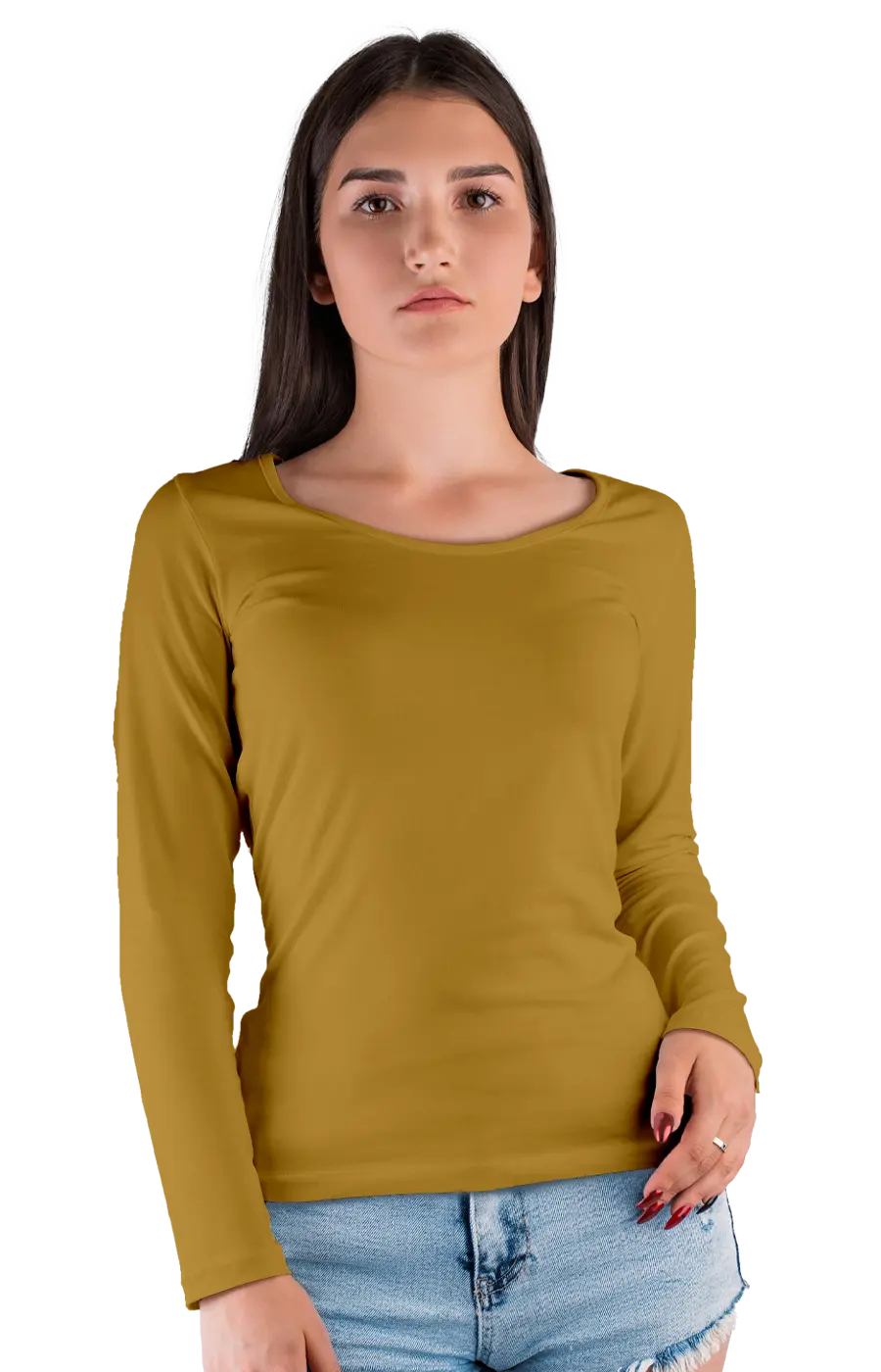 ALL COLORS - 3010CVC WOMEN'S CVC HEATHER WIDE NECK LONG SLEEVE TEE