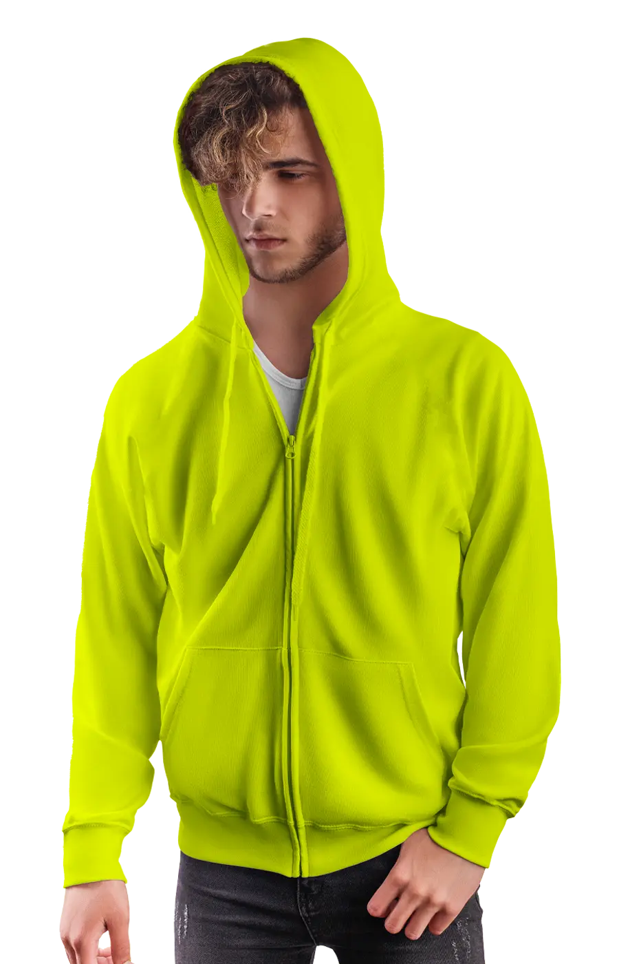 2018HVH UNISEX HI-VIS ZIPPED HOODIE